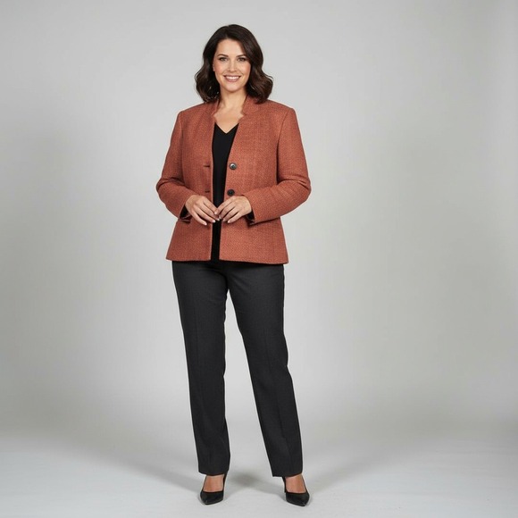 Lafayette 148 New York Jackets & Blazers - Lafayette 148 New York Textured Blazer Amber Orange Women's Size‎ 16 Wool Blend